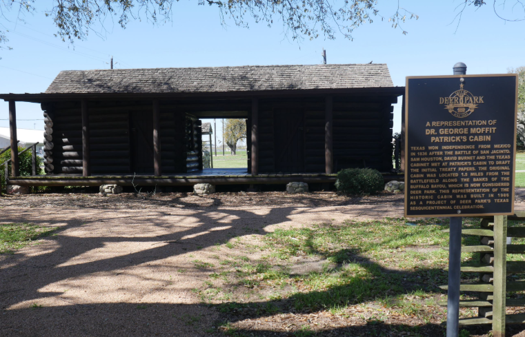Dr. George Moffit Patrick's Cabin Deer Park Texas where Texas independence treaty was drafted — family law attorney Houston TX serving Deer Park
