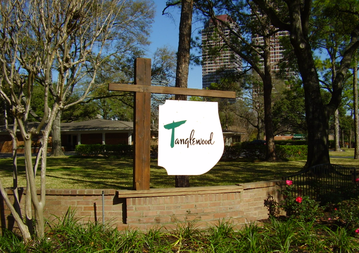 Tanglewood neighborhood entrance sign Houston Texas — family law attorney Houston TX serving Tanglewood high-asset divorce