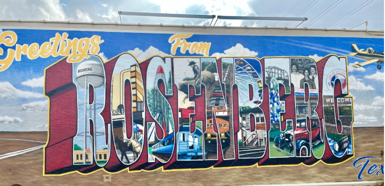 Greetings From Rosenberg Texas mural water tower railroad cowboy &mdash; family law attorney Rosenberg TX